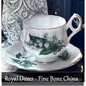 Royal Dover Lily of the Valley Teacup & Saucer Fine Bone China England